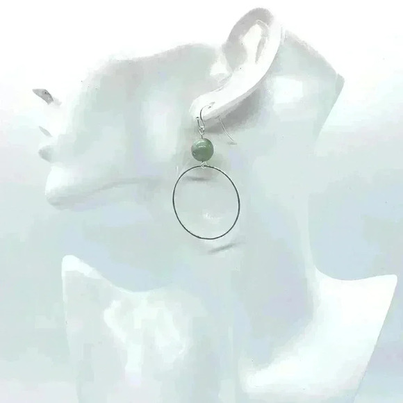 Artisan Jewelry - Amazonite Hoop Earrings